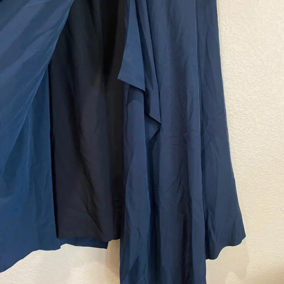 TIBI Strapless Towel Dress Navy Silk Size 2 Chic Effortless Drape Front - Picture 10 of 13